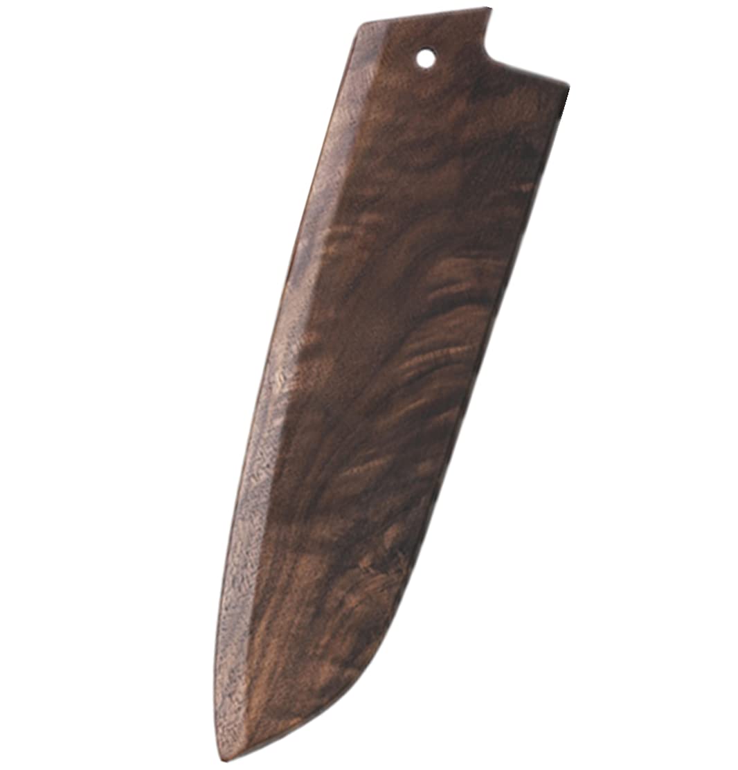 Aibote Handmade Natural Black Walnut Wood Santoku Knife Sheath 7 inch,Magnetic Knives Case Holder Protector Wooden Cover (Straight Entrance)