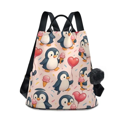 Sac à dos femme avec fermeture éclair à l'arrière cadeau original motif pingouins