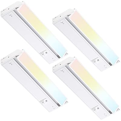 TORCHSTAR Swivel LED Under Cabinet Lighting 3CCT, 12 Inch 8W 600LM, Hardwired & Plug-in, 3 Color Selectable CRI90 120V, Rotatable Lens, ETL Dimmable Under Counter Lights, Aluminum Housing, Pack of 4