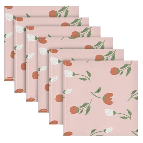 Servilletas de tela set de 6, 20x20 in, rojo y blanco miniatura 2