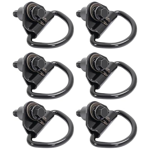 KUAFU 6Pcs Cargo D-Hooks Compatible with 2015-2024 Ford Transit-150 250 350 Cargo Vans D Rings Steel Powder Coated Black