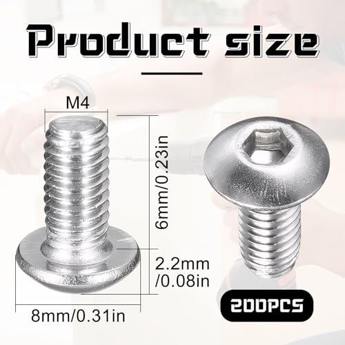 Gewindeschrauben und Linsenkopfschrauben - Hochwertige Inbusschrauben aus Edelstahl 304 mit Rundkopf und Unterlegscheibe - Langlebige,korrosionsbeständige, rostfreie und präzise ISK-Schrauben