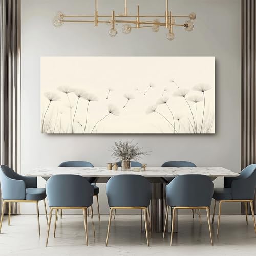Tableau pissenlit 60x120 cm sur châssis en bois pour salon