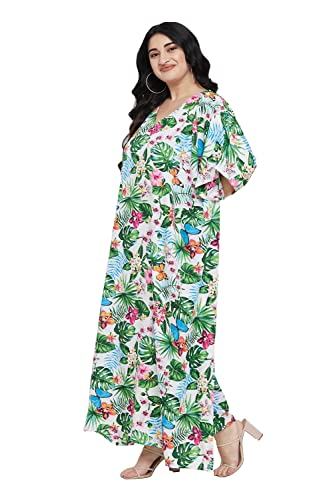 Image of Oussum Women Polyester Casual Long Plus Size Beach Caftan Cover Up Maxi Dress 1X-3X Summer Kaftan Dresses for Women