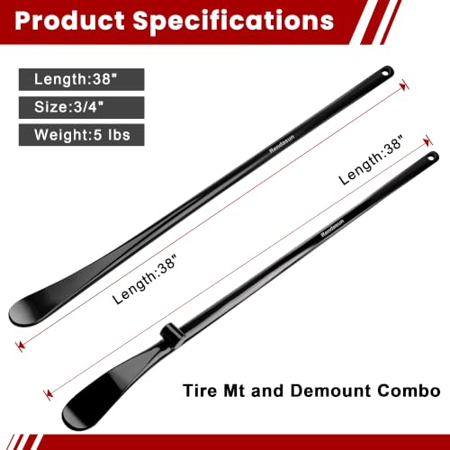 Image of 2 PCS Tire Bar Iron, 38In Tire Spoons, Tire Mount and Demount Iron, Black