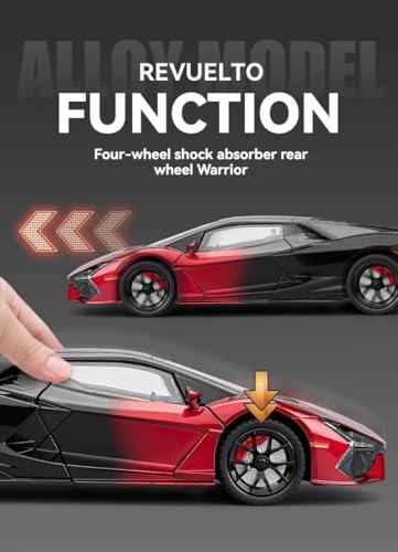 Image of 1:24 Lamborghini Revuelto Diecast Metal Pull Back Car - 4 Openable Doors with Sound & Light | Perfect Toy Decoration & Gift for Kids【Colors as Per Stock】