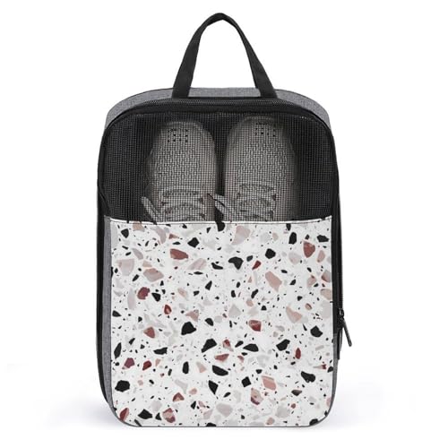 Sac à chaussures imprimé Terrazzo rouge avec système suspendu élégant