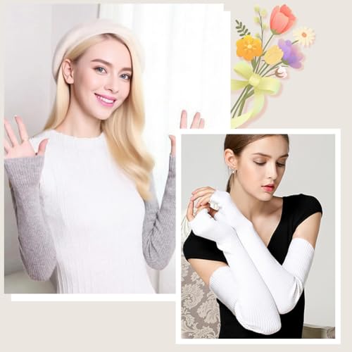 EQLEF Winter Arm Warmers, Armstulpen Gestrickt, Armstulpen Damen Winter Warm Armwärmer Handstulpen Damen Winter Stulpen Arm Lange Handschuhe Ohne Finger für Den Winter – Bild 3