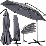 Kingsleeve® Parasol de jardin extérieur en alu Parasol déporté inclinable anthracite Ø330cm avec manivelle Protection UV 80+