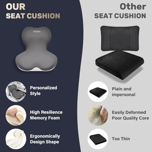 Coverado [Upgraded] Car Seat Cushion and Lumbar Support Pillow One Piece, Memory Foam Ergonomic Back Support Driving Seat Cushion for Back Pain, Non-Slip Washable Cushion for Car, Driver, Office by Coverado - Used condition - Image 9