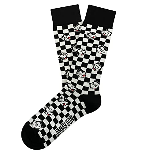 Jimmy Lion Calcetines para Hombre y Mujer Felix Check - Negro 41-46 Edición Limitada