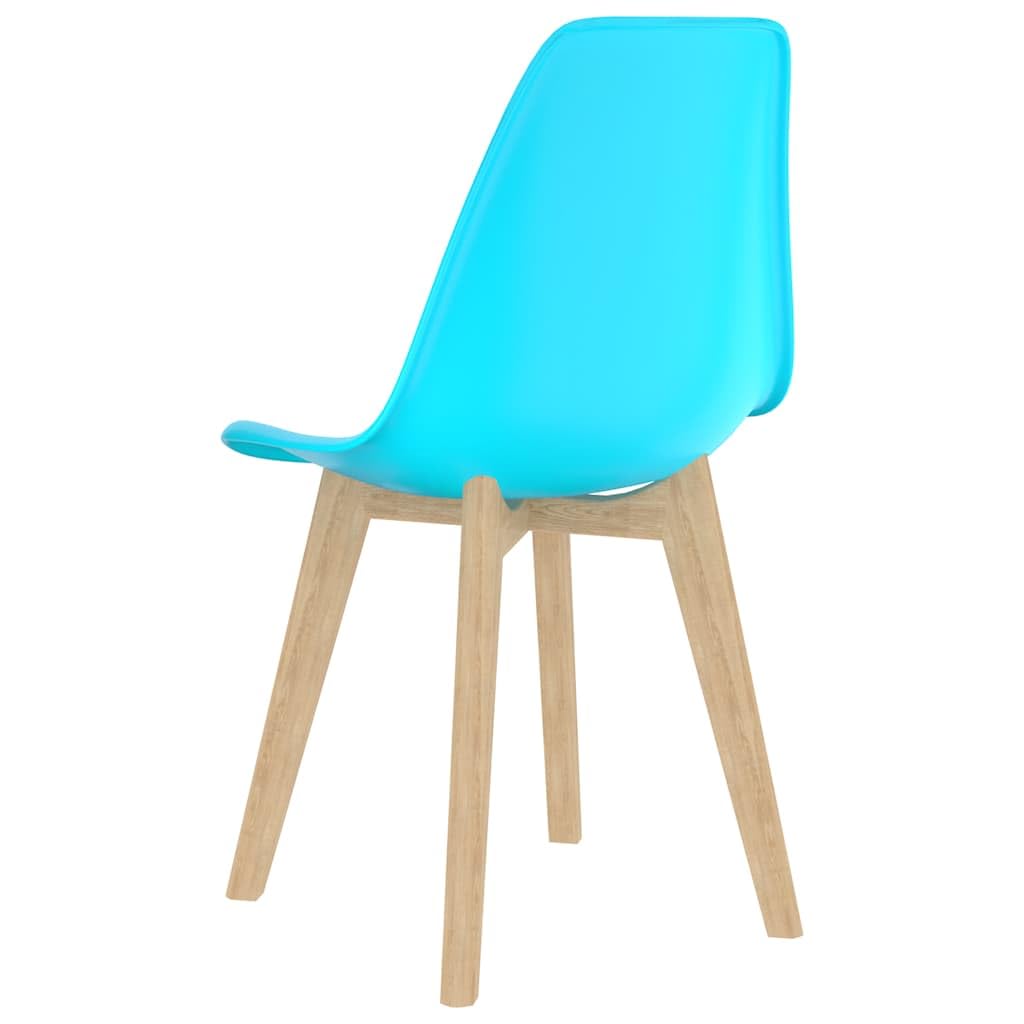 Set di 4 sedie per sala da pranzo, blu con gambe in legno di