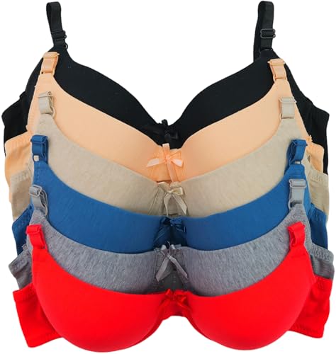 Image of ToBeInStyle Women's Pack of 6 Padded Assorted Styles Supportive Bras Cup Size - A to DDD