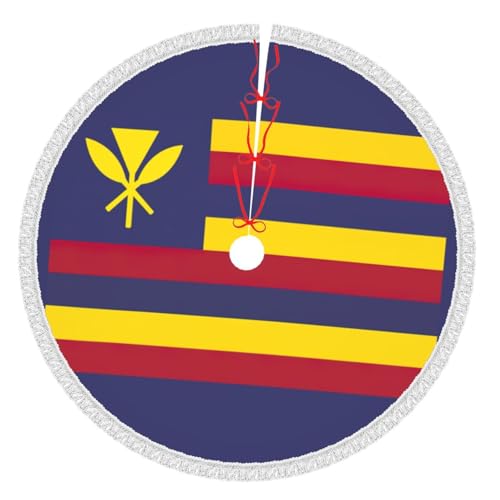 Jupe de sapin drapeau Hawaï avec pompon pour déco de Noël