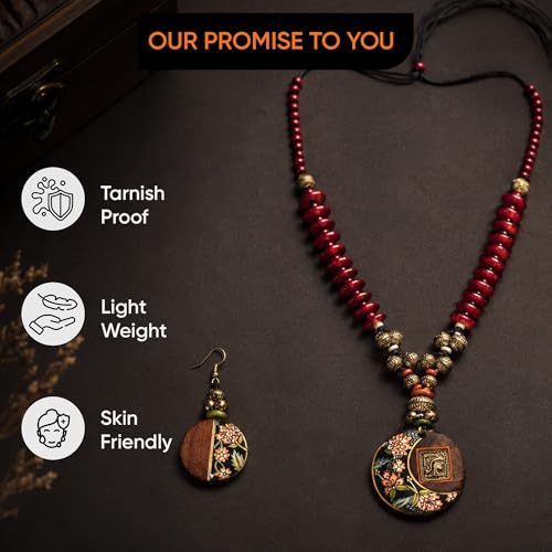 Image of AAKRITI ART CREATIONS Boho Tribal Handcrafted Ethnic Necklace Collection | Mandala, Dreamcatcher, Sunburst & Moonstone Designs | Artisan Collar, Lariat & Pendant Statement Jewelry for Women