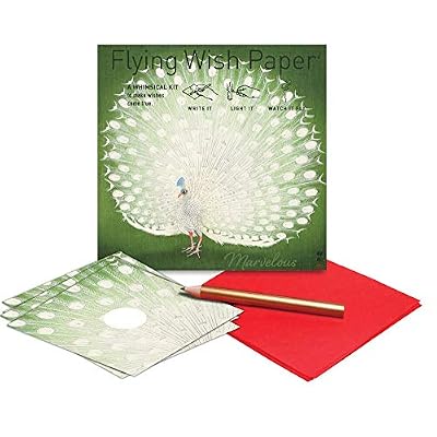 Flying Wish Paper Peacock, Write it, Light it, Watch it Fly, You Look Marvelous! - 5 x 5 Whimsical Magical Mini Kit