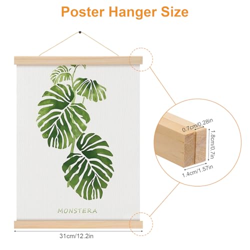 4 Stück Posterleiste 30 cm, Natürliches Holz N52 Magnetisch Posterschiene, A3 Poster Aufhängen, Bilderrahmen Leiste, Bilderleiste Posterhänger für Poster, Bilderrahmen Kunstwerk, Fotos, Drucke