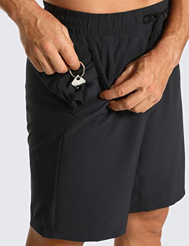 Crz Yoga Men's Linerless Workout Shorts - 9'' Quick Dry Running Sports Athletic Gym Shorts With Pockets Black Large #TOP6