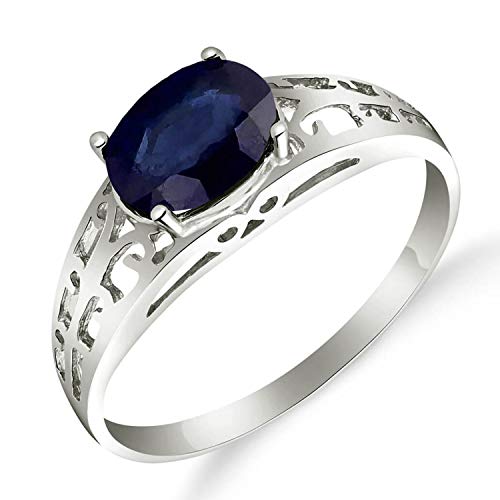 Galaxy Gold Gg 14K Solid White Gold Filigree Ring With 1.15 Carat (Ctw) Natural Blue Sapphire-2394 (5.5) #TOP2