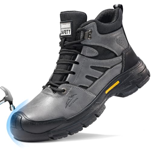 Image of Steel Toe Boots for Men Indestructible High Top Work Shoes for Men Comfortable Safety Shoes Puncture Proof Hiking Construction Shoes Botas de Trabajo para Hombre