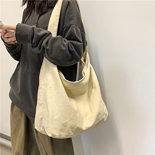 Bolso Hobo de Lona para Niñas Casual con Correa Ajustable Beige miniatura 2