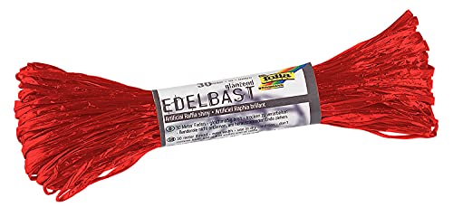 Preisvergleich Produktbild folia 9220 - Raffia Edelbast, 1 Bündel á 30 m in hochrot, Schnur aus glänzender Kunstfaser, ideal zum Basteln, zur Dekoration oder für Gestecke, Sträuße und andere floristische Arbeiten