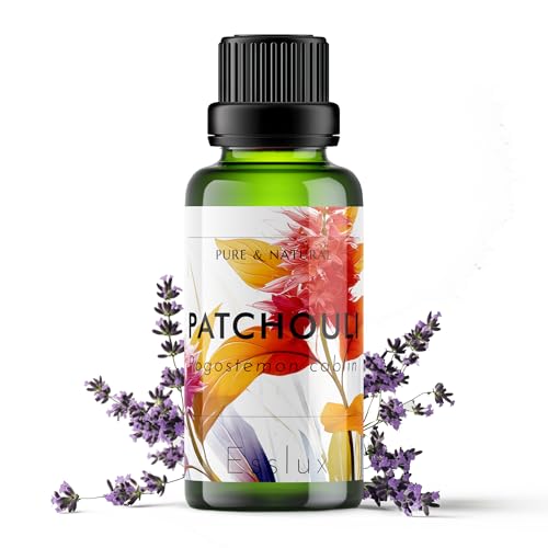 Image of Esslux Patchouli Essential Oil Improves Appearance of Dry Skin - 100% Pure, Therapeutic Grade - Used for Aromatherapy, Stress Relief & Sleep - 90 ML