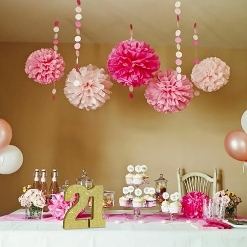 Image of TONIFUL 21st Birthday Decoration for Men and Women,21st Anniversary Decoration,Glod Glitter 21st Birthday Centerpieces for Party Decoration,Number 21 Centerpiece Table Decoration