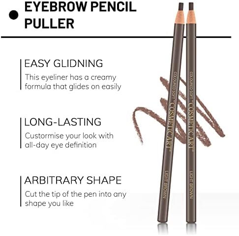 Ownest 6 Pcs Pull Cord Peel-off Eyebrow Pencil, Tattoo Makeup and Microblading Supplies Set for Marking, Filling and Outlining, Waterproof and Durable Permanent Eyebrow Liner-Light Brown