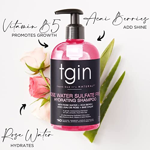 Tgin Rose Water Shampoo + Conditioner Duo - For Natural Hair - Dry Hair - Curls - Waves - Color Treated Hair - Low Porosity - Fine Hair 13Oz #TOP4