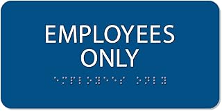 ALPHA DOG ADA SIGNS Employee Only Sign 4x8 Inch ADA Compliant Braille Indoor Outdoor Business Office Restroom Door Plaque Made in USA (Blue)