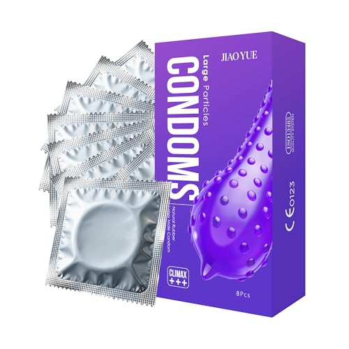 Large Particles Condoms, Natural Rubber Latex Male - 8 Pieces