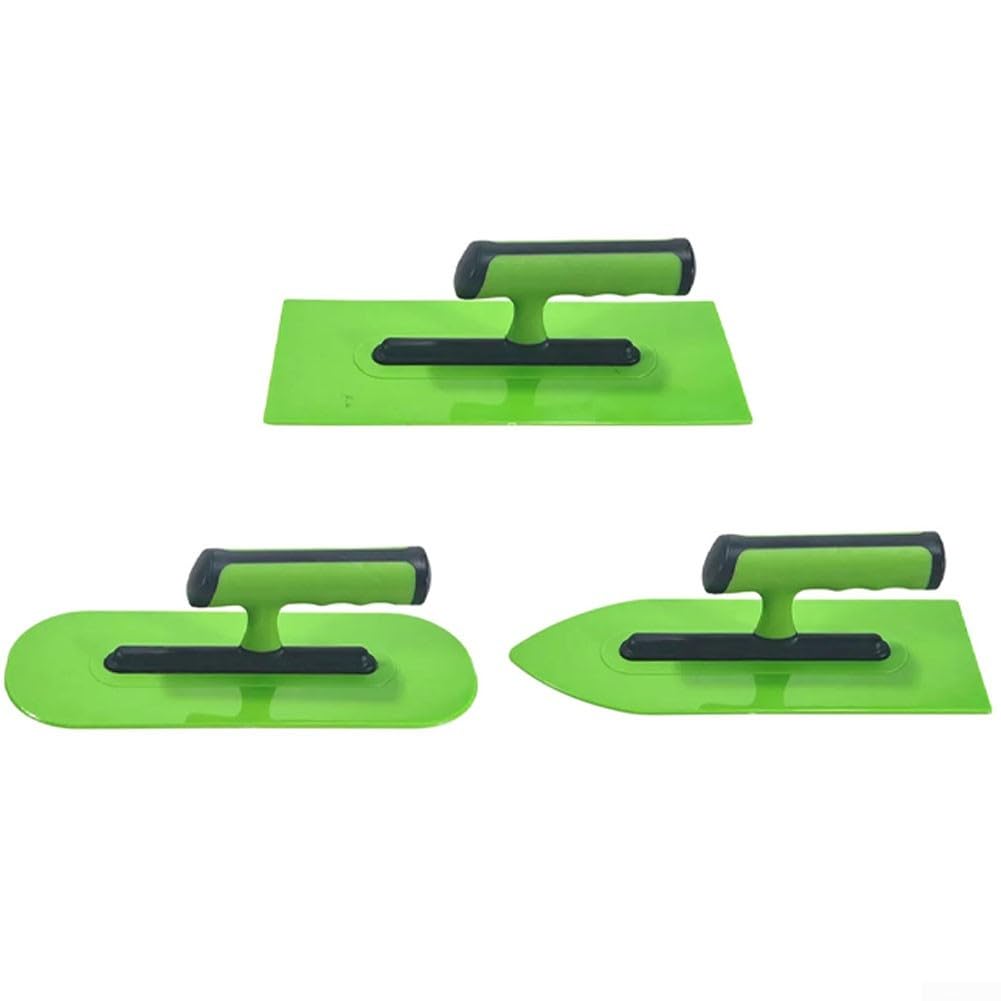 Raschietto per cemento per muratura e muratura, set di 3 cazzuole in plastica per intonacatura leggera, applicazione di stucco e levigatura, 25 cm, verde