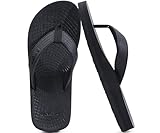 ONCAI Men’s Flip Flops with Arch Support Footbed Black Summer Beach Fashion Orthotic Yoga Mat Thong Sandals With Cushion Slip-on Ooudoor Rubber Sole Size 8