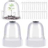 Zopeal 20 Pcs Small Garden Cloche Humidity Plant Dome 7.68' Dia x 6.7' H Reusable Thick Garden Plant Protector Covers Clear Plastic Dome Mini Greenhouses with 80 Securing Pegs for Winter Outdoor Seed