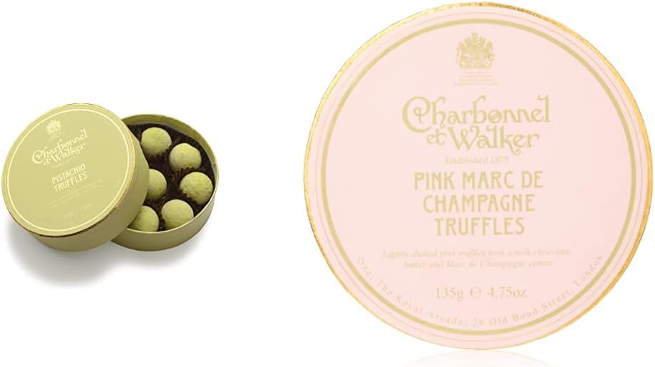 Pistachio Truffles, 115 g & Pink Champagne Truffles, 135g
