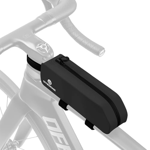 OFFBONDAGE トップチューブバッグ 自転車 ロードバイク 防水 簡単装着 スリム 小物入れ フレームバッグ 収納バッグ 軽量 大容量 膝に当たらない サイクリング ブラック