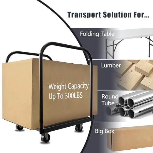 Soft Platform Cart, 2 Pole Soft Flatbed Folding Table Cart with 4Inch Swivel Caster 8PCS Folding Table Storage Capacity Soft Platform Truck with 2PCS Straps and 4PCS EVA Mat to Move Plywood,Box... - Thumbnail 2