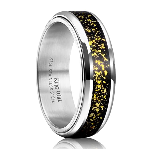 Image of King Will 316L Stainless Steel Spinner Ring for Men Women- 8mm Width Fidget Ring with Dragon /Celtic Knot Pattern, Stress Anxiety Relief Comfort Fit Wedding Band