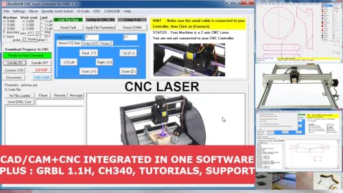 CAD CAM CNC 3018 3020 1610 Laser Software integrated easy to use tutorial videos RoutCad Premium. Three easy steps with one program: 1-design, 2-define machine sequence, 3-drive cnc.