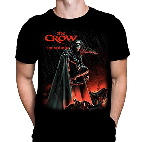 Image of The Crow Rain Mens Tshirt Halloween Classic Horror Movie Print Graphic T-Shirt, Film Poster Tee Black