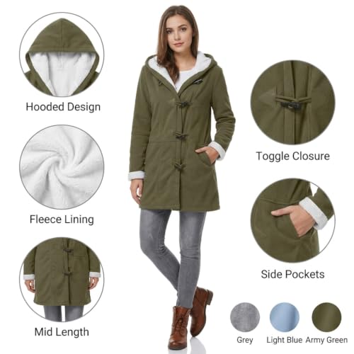 Womens Parka Coats Sherpa Fleece Lined Pea Coats Winter Hooded Jackets - image 4