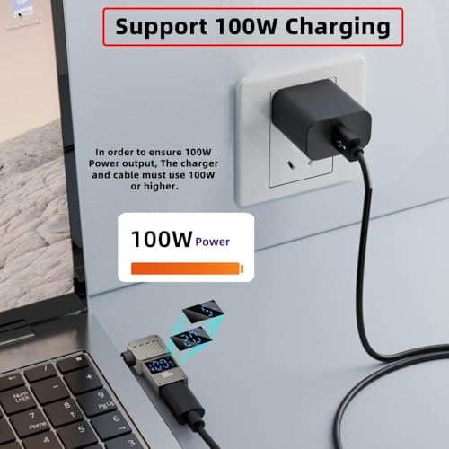 Image of Tobo USB C to DC Adapter,USB C Female to DC 11.0x4.5mm Barrel Jack Plug PD 100W Laptop Fast Charging Adapter with Wattage Display TD-1263CC