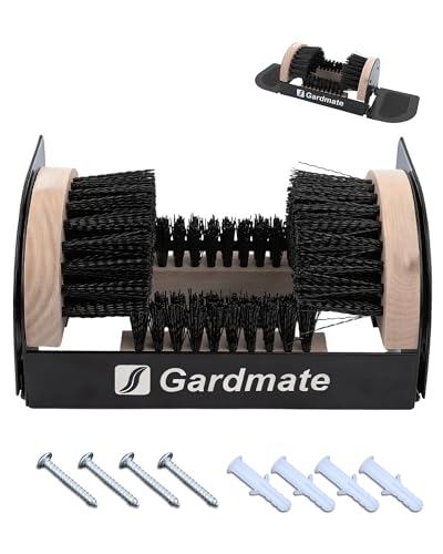 GARDMATE Boot Brush and Scraper Combo - 4-Way Boot Cleaner Brush Outdoor Heavy Duty Dual Anti-Slip Base with Magnetic Storage - Mud Snow Boot Scraper for Home Farm Garden - Includes Screws