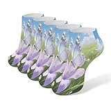 VstaDank Butterflies Fall on Flowers Ankle Socks 5 Pairs Fashion Invisible Low Cut Sock for Adult Casual Short Sock Soft Cozy No Show Socks