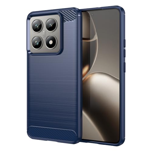 Coque en fibre de carbone pour Xiaomi 14T Pro protection antichoc premium bleue