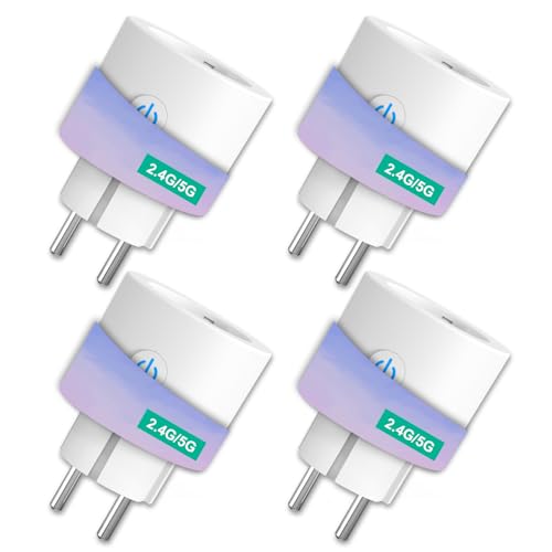 Presa Smart 5GHz Wifi, ANTELA Presa Intelligente (Type F), Smart Plug con Monitoraggio Energia, Controllo Remoto, Compatibile con Alexa/Google Home, 16A 3680W, 4Pz