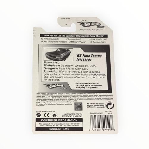 Hot Wheels 69 Ford Torino Talladega 2008 azul oscuro miniatura 3