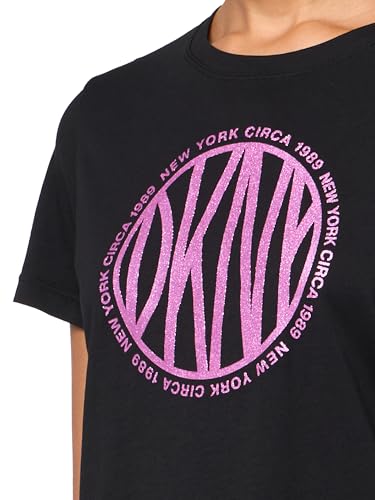 Image of DKNY Women's Short Sleeve V-Neck Mesh Ruched Knit Top