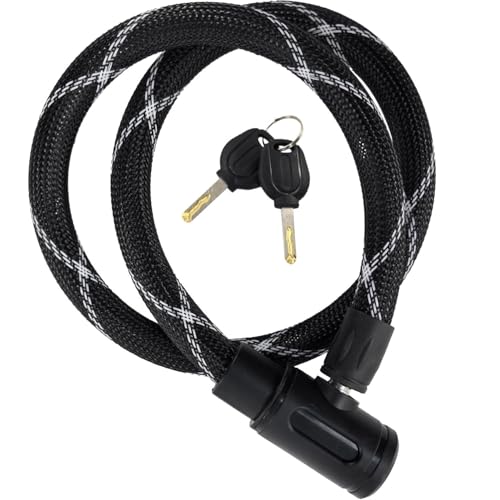 Senston Bike Lock Cable 1M x 18mm Bike Cable Lock With Keys Bicycle Braided Steel Cable Lock for Outdoor Equipment Bicycles Scooters Fence Gate
